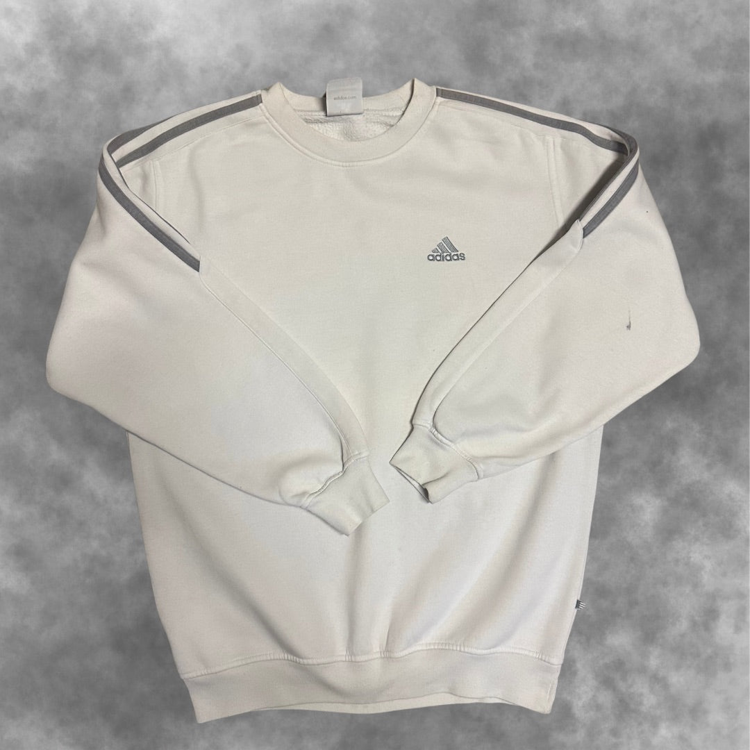Sweat Adidas Vintage Blanc – Triple Bandes Iconiques