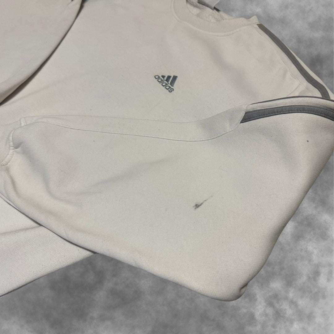 Sweat Adidas Vintage Blanc – Triple Bandes Iconiques