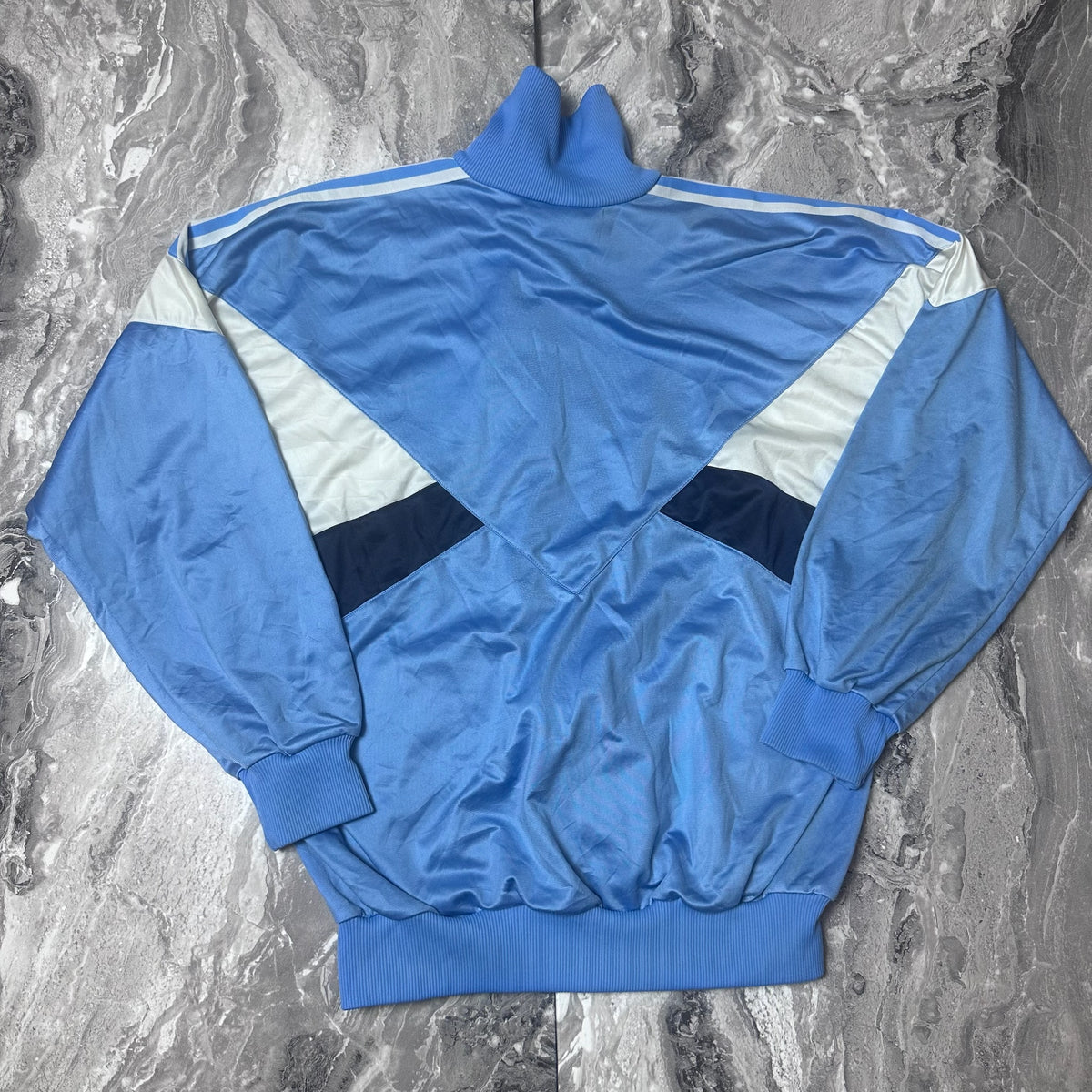 Veste Adidas bleu à zip XL – Style retro sport