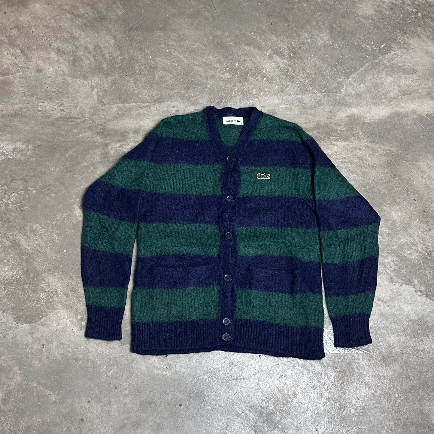 Vintage-Strickjacke von Lacoste mit Streifen – Größe S | La Freeperie