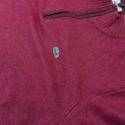Lacoste Wollpullover mit halbem Reißverschluss – Größe L