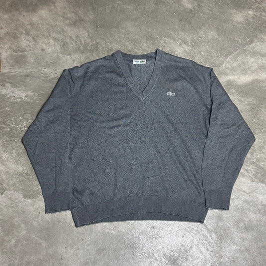 Lacoste V-Ausschnitt-Strickpullover – Größe L