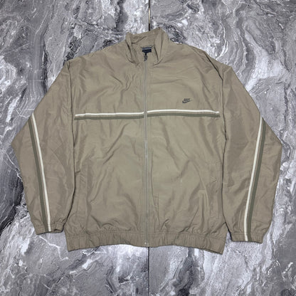 Beige Nike Jacke im 2000er-Jahre-Stil – Größe L