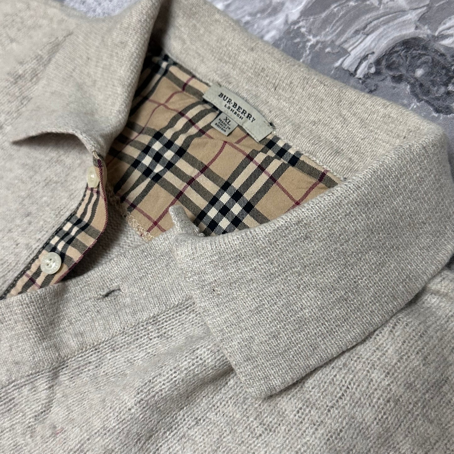Pull col polo boutonné Burberry – Taille XL