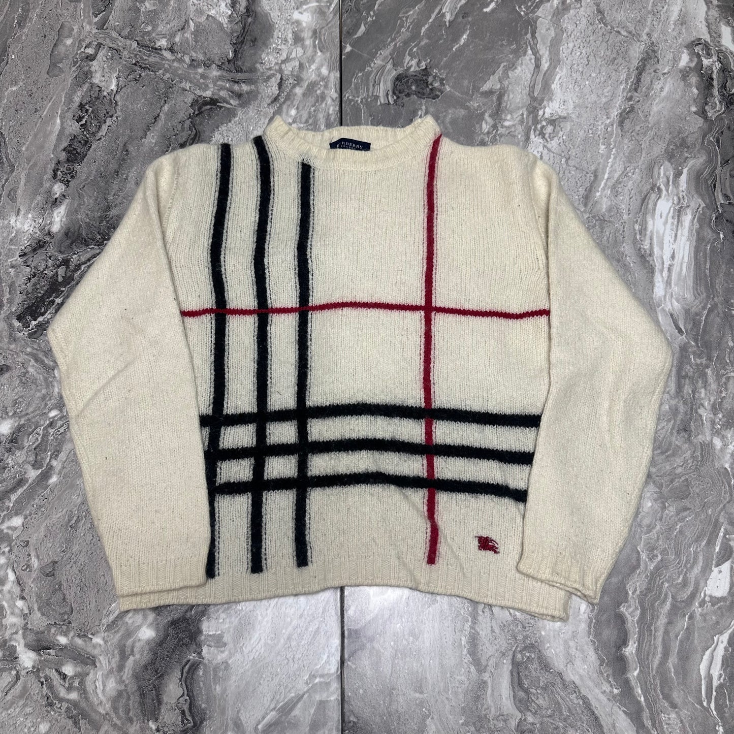 Pull col rond motif Burberry – Taille XL Femme