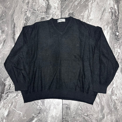 Schwarzer Burberry-Pullover mit V-Ausschnitt – Größe L