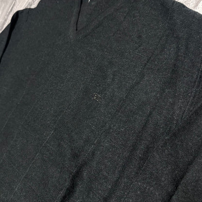 Schwarzer Burberry-Pullover mit V-Ausschnitt – Größe L