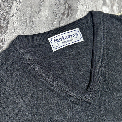 Schwarzer Burberry-Pullover mit V-Ausschnitt – Größe L