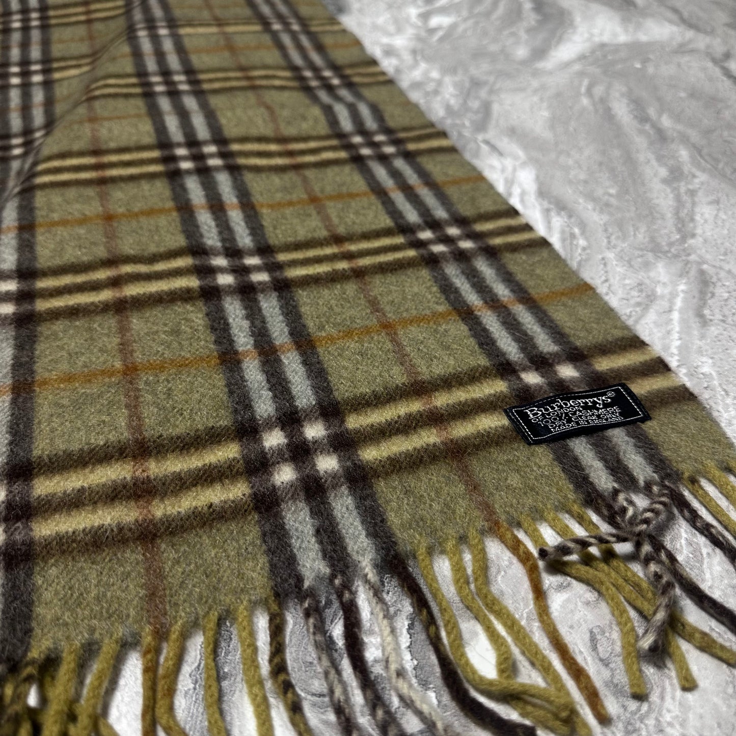 Écharpe Burberrys Vert Olive Tartan