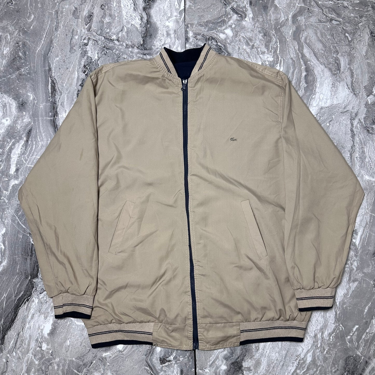 Veste Lacoste Réversible Beige/Marine – Taille XL