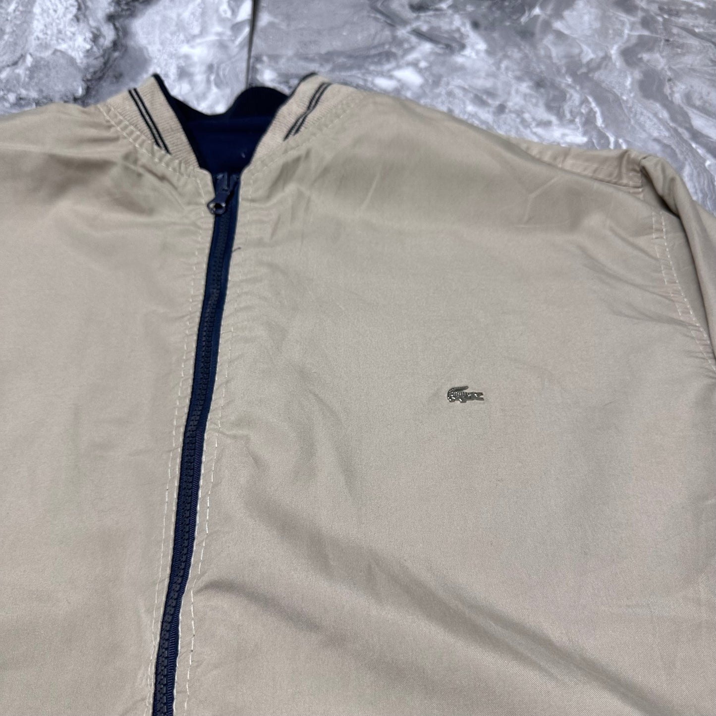 Veste Lacoste Réversible Beige/Marine – Taille XL