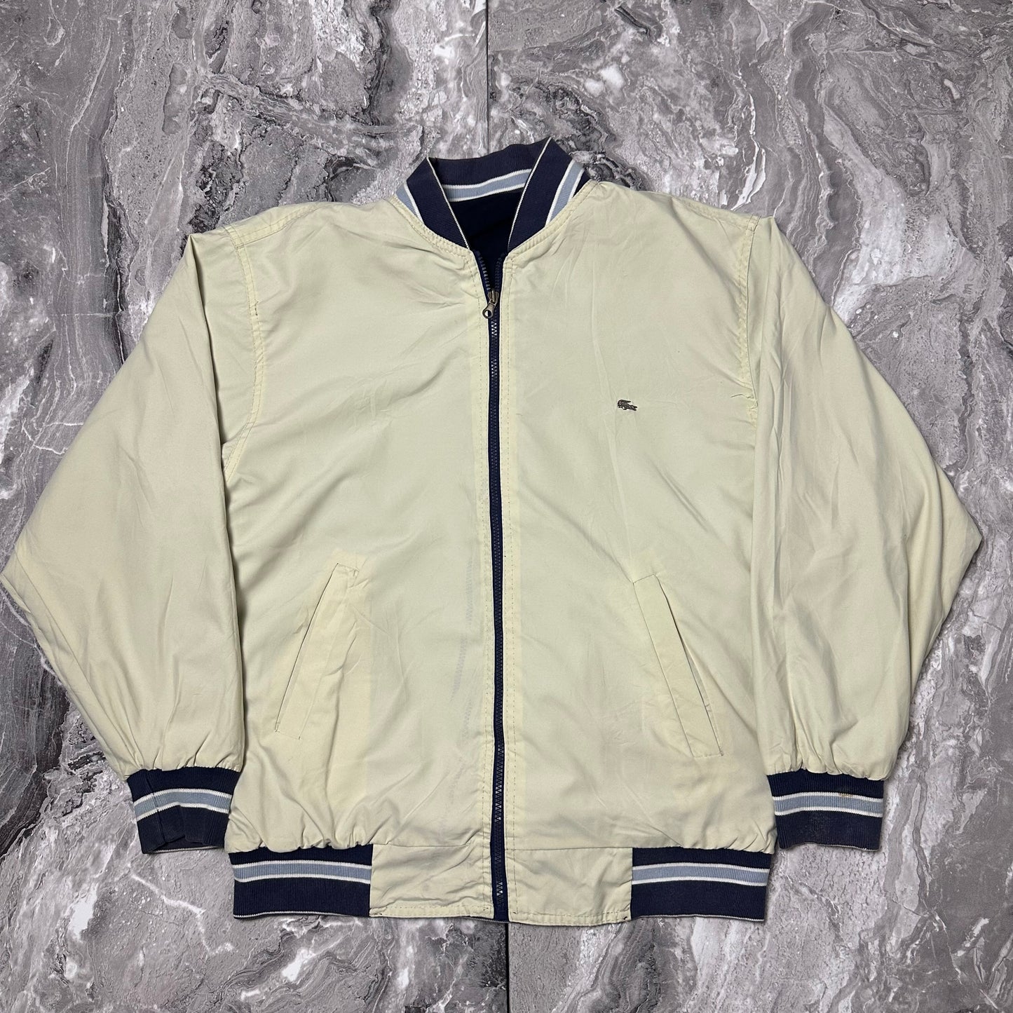 Veste Lacoste Réversible Beige / Marine – Taille L