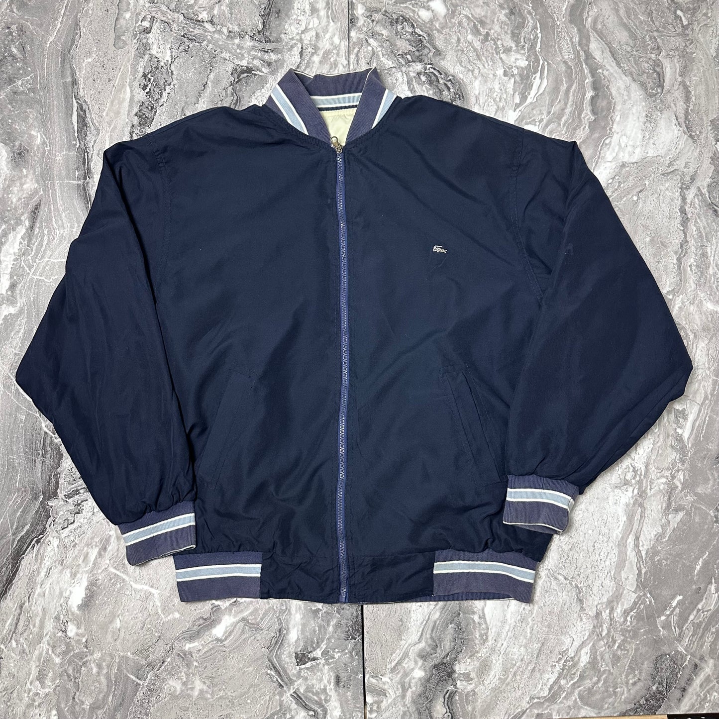 Veste Lacoste Réversible Beige / Marine – Taille L