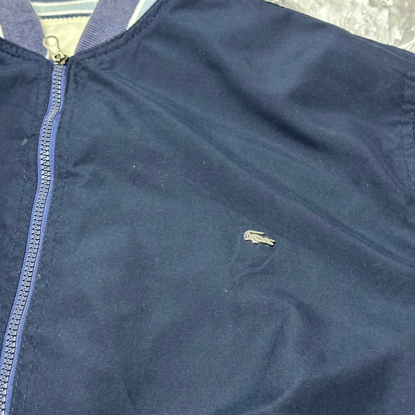Veste Lacoste Réversible Beige / Marine – Taille L