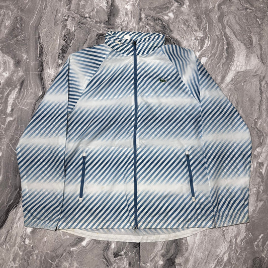 Veste Lacoste Sport Coupe-Vent Rayée Bleu & Blanc – Taille XL