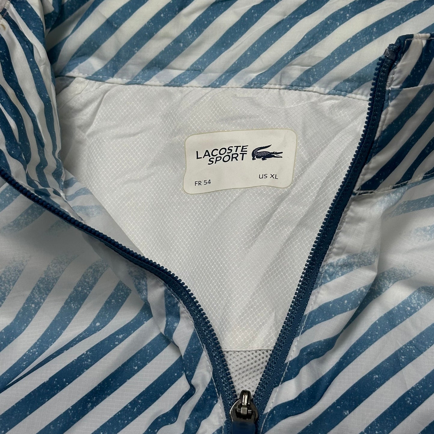Veste Lacoste Sport Coupe-Vent Rayée Bleu & Blanc – Taille XL