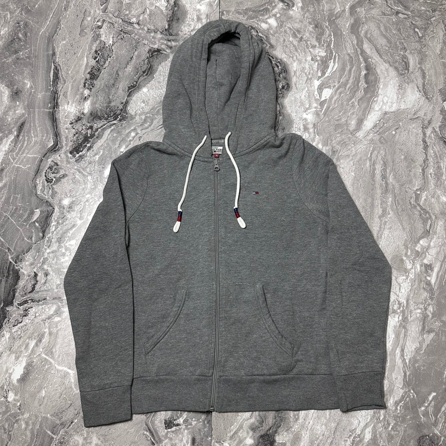 Tommy Hilfiger Denim-Kapuzenpullover mit Reißverschluss – Größe M