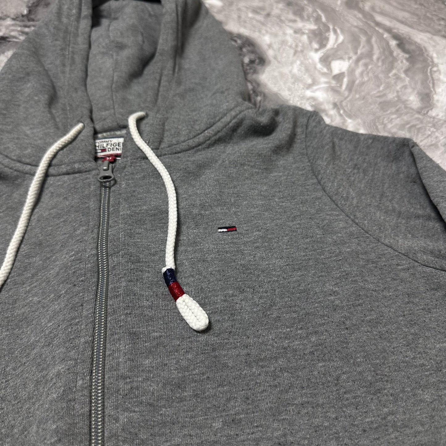 Tommy Hilfiger Denim-Kapuzenpullover mit Reißverschluss – Größe M