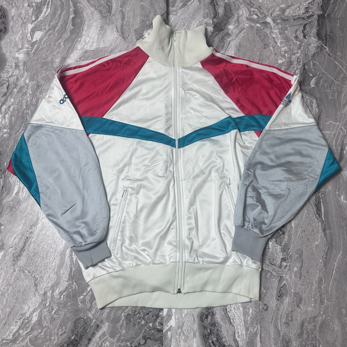 Veste Adidas blanche multicolore vue de face