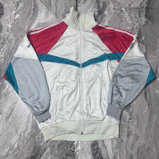 Veste Adidas blanche multicolore vue de face