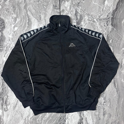 Veste Kappa noire à manches longues avec bandes logo sur les épaules vue de face