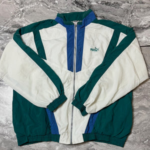 Veste Puma sportive blanc, vert et bleu – Taille L