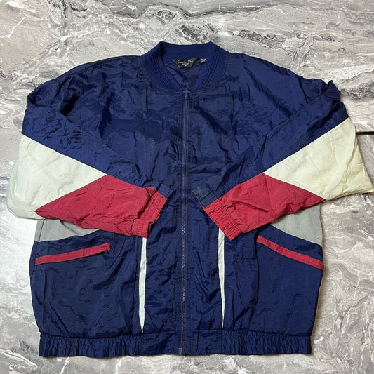 Veste Christian Dior bleu marine rouge et blanc vue de face